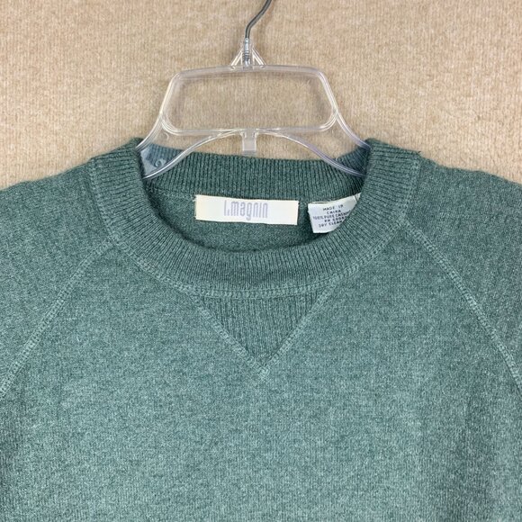 🚨SOLD🚨MAGNIN 100% Cashmere Men’s Size Large Green Crew Neck Pullover - Picture 3 of 12